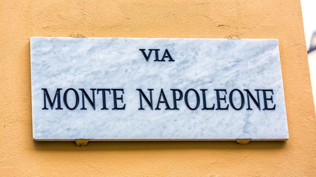 Via Monte Napoleone street sign